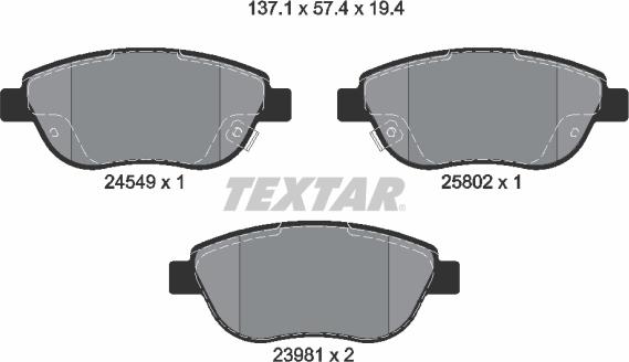 Textar 2454901 - Brake Pad Set, disc brake autospares.lv