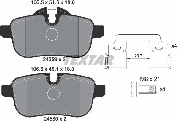 Textar 2455901 - Brake Pad Set, disc brake autospares.lv