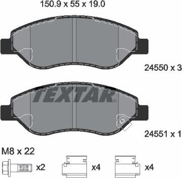 Textar 2455001 - Brake Pad Set, disc brake autospares.lv