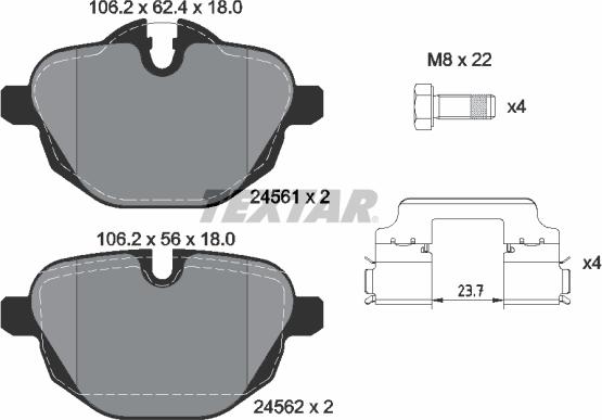 Textar 2456101 - Brake Pad Set, disc brake autospares.lv