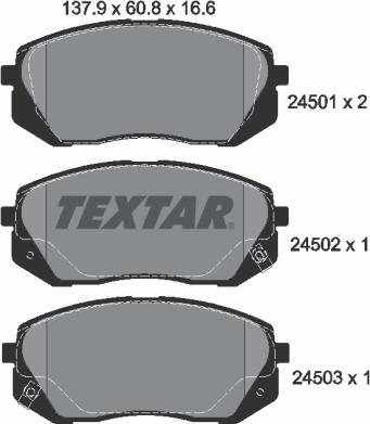 Textar 2450101 - Brake Pad Set, disc brake autospares.lv