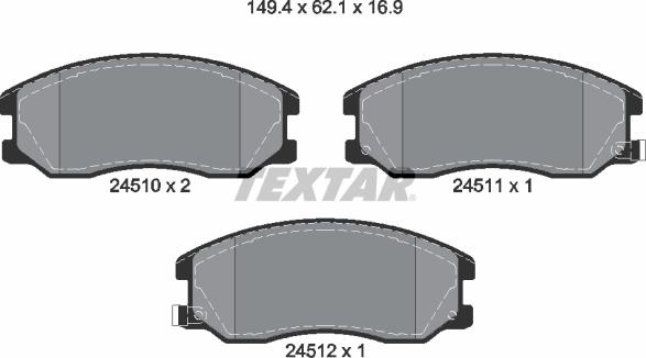 Textar 2451001 - Brake Pad Set, disc brake autospares.lv