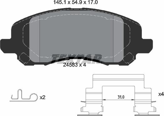 Textar 2458301 - Brake Pad Set, disc brake autospares.lv