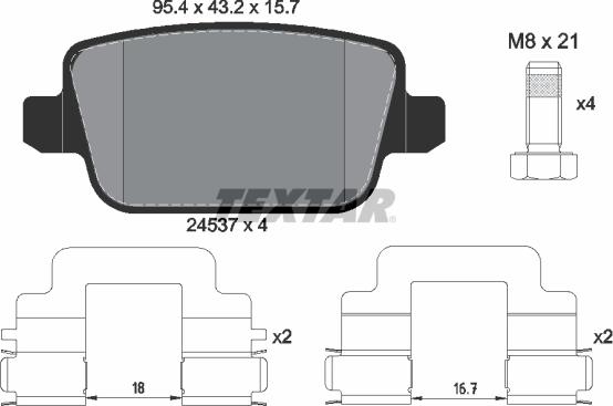 Textar 2453703 - Brake Pad Set, disc brake autospares.lv