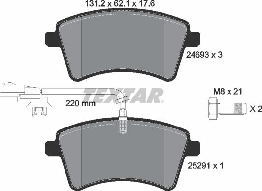 Textar 2469306 - Brake Pad Set, disc brake autospares.lv