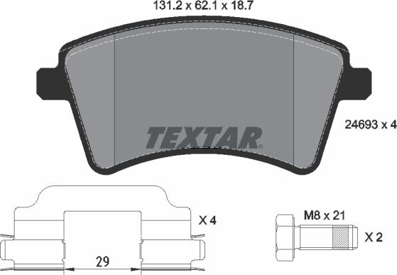 Textar 2469301 - Brake Pad Set, disc brake autospares.lv