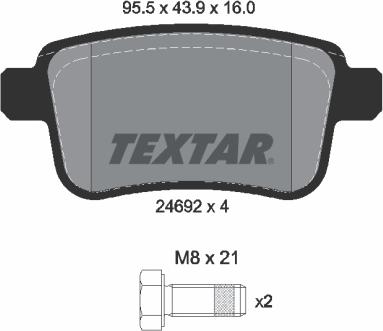 Textar 2469204 - Brake Pad Set, disc brake autospares.lv