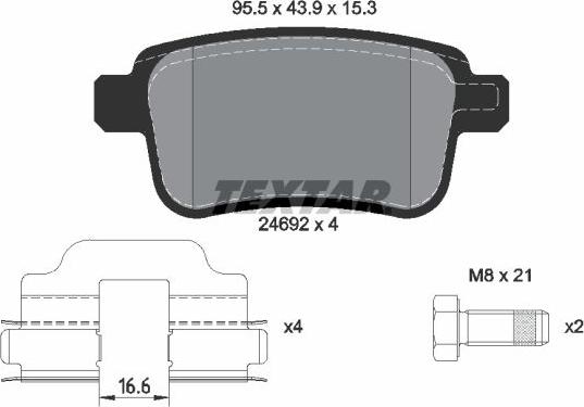 Textar 2469201 - Brake Pad Set, disc brake autospares.lv