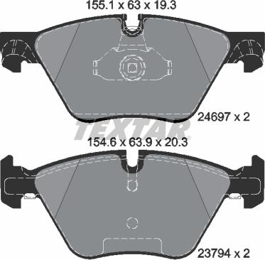 Textar 2469701 - Brake Pad Set, disc brake autospares.lv