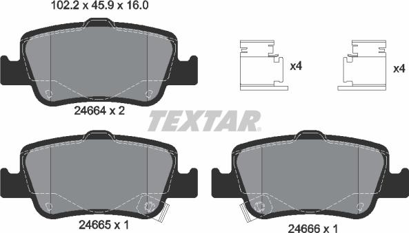 Textar 2466401 - Brake Pad Set, disc brake autospares.lv