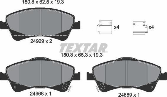 Textar 2466801 - Brake Pad Set, disc brake autospares.lv