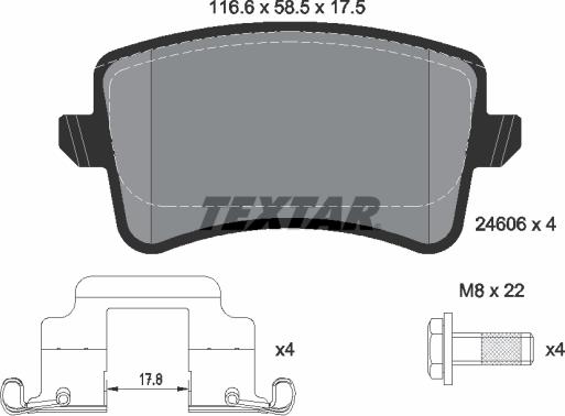 Textar 2460682 - Brake Pad Set, disc brake autospares.lv