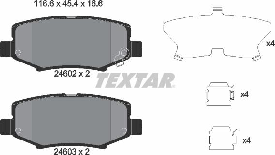 Textar 2460201 - Brake Pad Set, disc brake autospares.lv