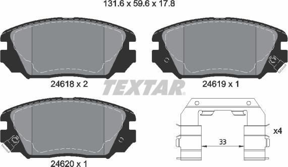 Textar 2461801 - Brake Pad Set, disc brake autospares.lv