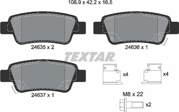 Textar 2463501 - Brake Pad Set, disc brake autospares.lv