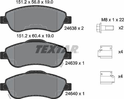 Textar 2463801 - Brake Pad Set, disc brake autospares.lv