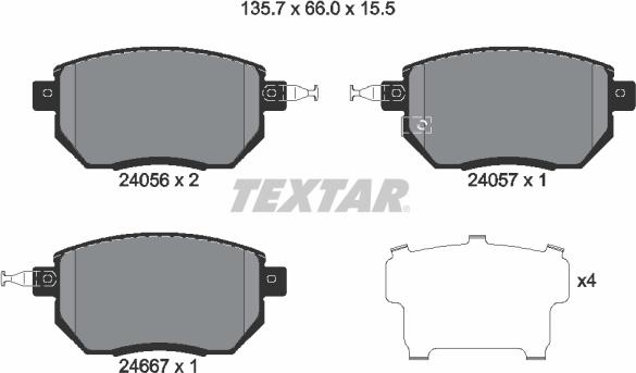 Textar 2405601 - Brake Pad Set, disc brake autospares.lv