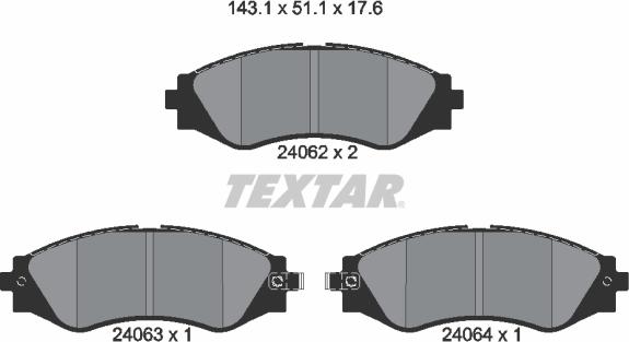 Textar 2406201 - Brake Pad Set, disc brake autospares.lv