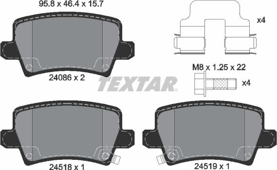 Textar 2408601 - Brake Pad Set, disc brake autospares.lv