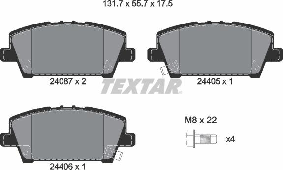 Textar 2408701 - Brake Pad Set, disc brake autospares.lv