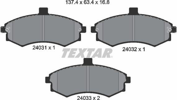 Textar 2403101 - Brake Pad Set, disc brake autospares.lv