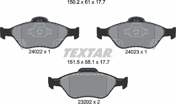 Textar 2402201 - Brake Pad Set, disc brake autospares.lv