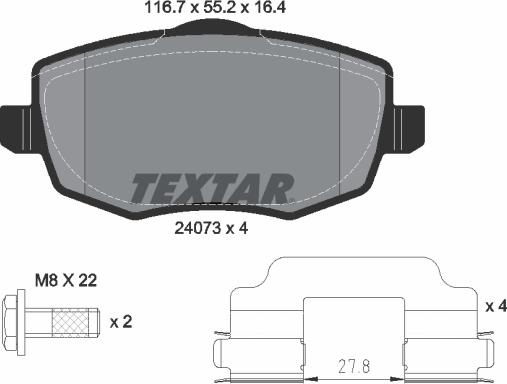 Textar 2407301 - Brake Pad Set, disc brake autospares.lv