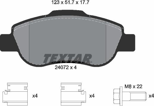 Textar 2407201 - Brake Pad Set, disc brake autospares.lv