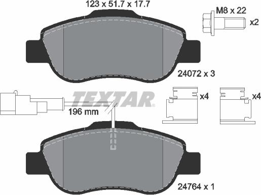 Textar 2407202 - Brake Pad Set, disc brake autospares.lv