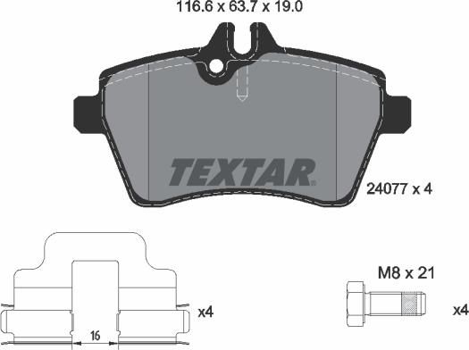 Textar 2407701 - Brake Pad Set, disc brake autospares.lv