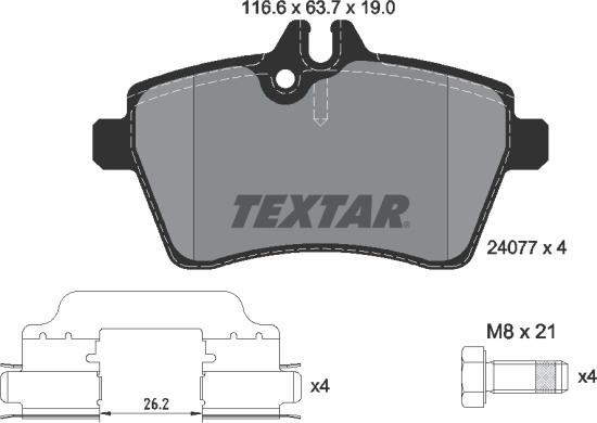 Textar 2407702 - Brake Pad Set, disc brake autospares.lv