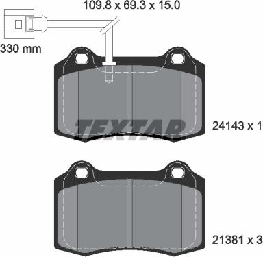 Textar 2414301 - Brake Pad Set, disc brake autospares.lv