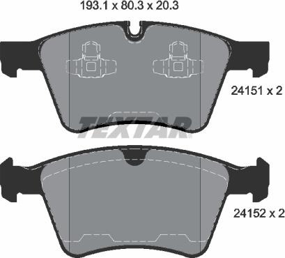 Textar 2415101 - Brake Pad Set, disc brake autospares.lv