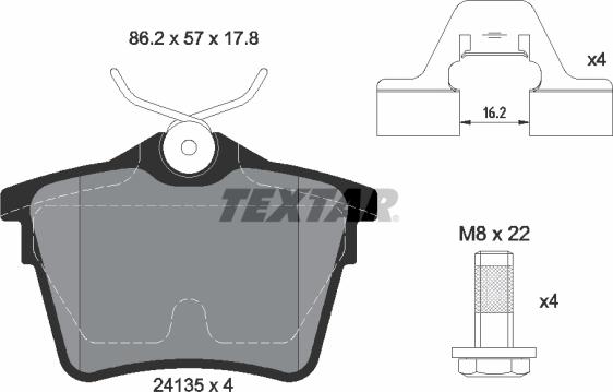 Textar 2413501 - Brake Pad Set, disc brake autospares.lv