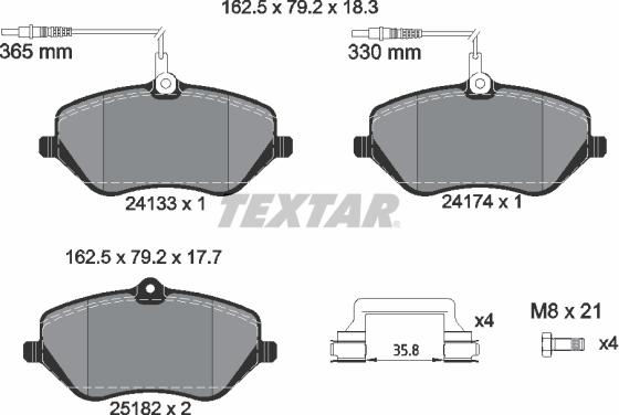 Textar 2413303 - Brake Pad Set, disc brake autospares.lv