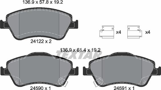 Textar 2412201 - Brake Pad Set, disc brake autospares.lv