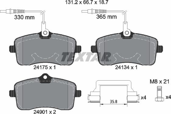 Textar 2417501 - Brake Pad Set, disc brake autospares.lv