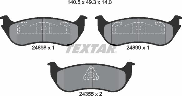 Textar 2489801 - Brake Pad Set, disc brake autospares.lv