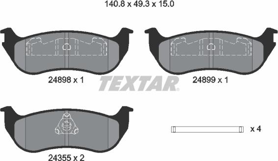 Textar 2489803 - Brake Pad Set, disc brake autospares.lv