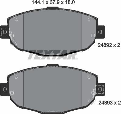 Textar 2489201 - Brake Pad Set, disc brake autospares.lv