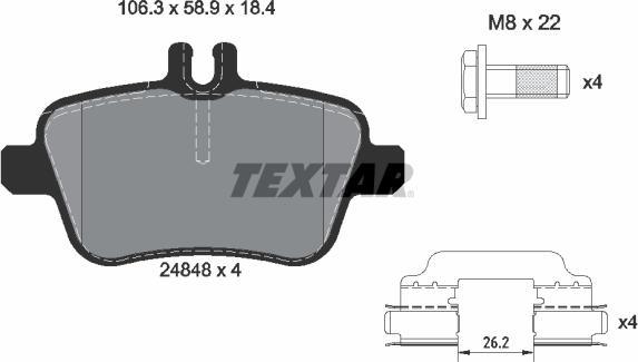 Textar 2484805 - Brake Pad Set, disc brake autospares.lv