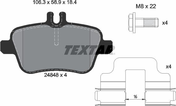 Textar 2484803 - Brake Pad Set, disc brake autospares.lv