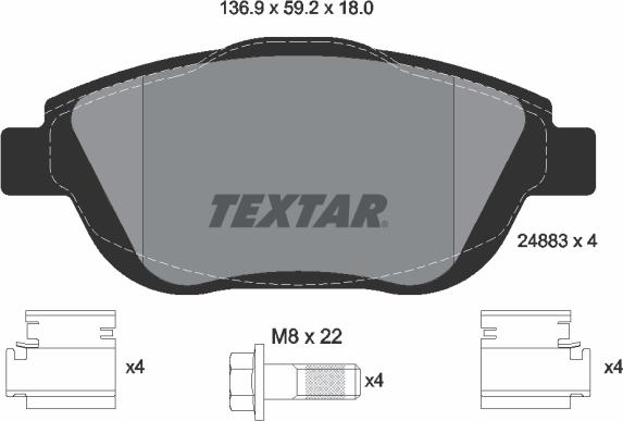 Textar 2488301 - Brake Pad Set, disc brake autospares.lv