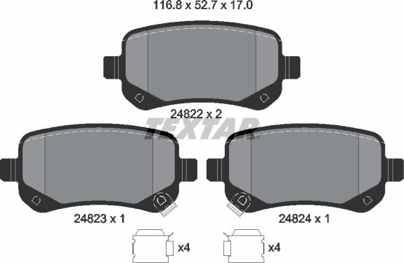 Textar 2482201 - Brake Pad Set, disc brake autospares.lv