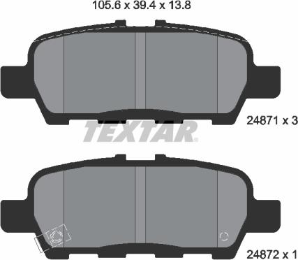 Textar 2487101 - Brake Pad Set, disc brake autospares.lv
