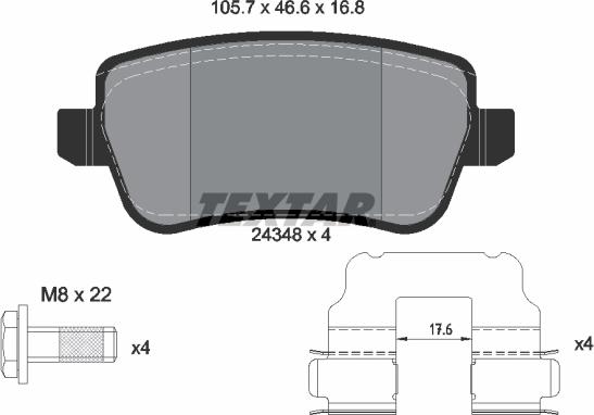 Textar 2434801 - Brake Pad Set, disc brake autospares.lv