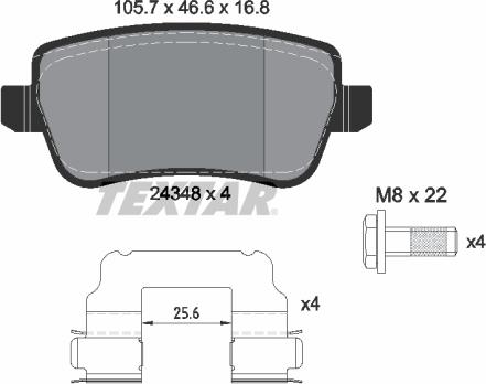 Textar 2434802 - Brake Pad Set, disc brake autospares.lv