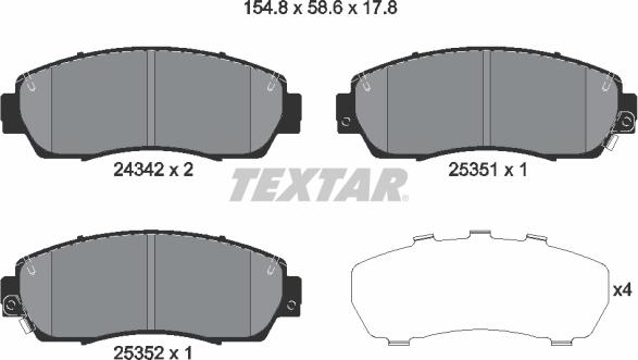Textar 2434201 - Brake Pad Set, disc brake autospares.lv