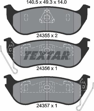 Textar 2435501 - Brake Pad Set, disc brake autospares.lv