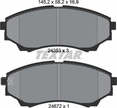 Textar 2435301 - Brake Pad Set, disc brake autospares.lv